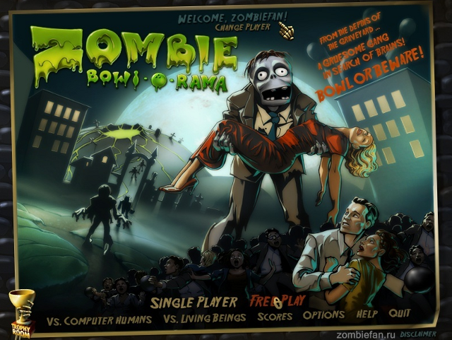 Главное меню игры Zombie Bowl-o-rama